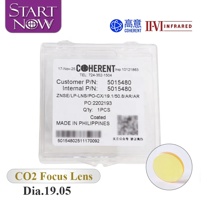 II-VI INFRARED CVD ZnSe Focus Lens CO2 Laser Cutting Machine Spare Parts Dia.19.05mm F38.1mm 50.8 63.5mm 76.2 Focusing Lens