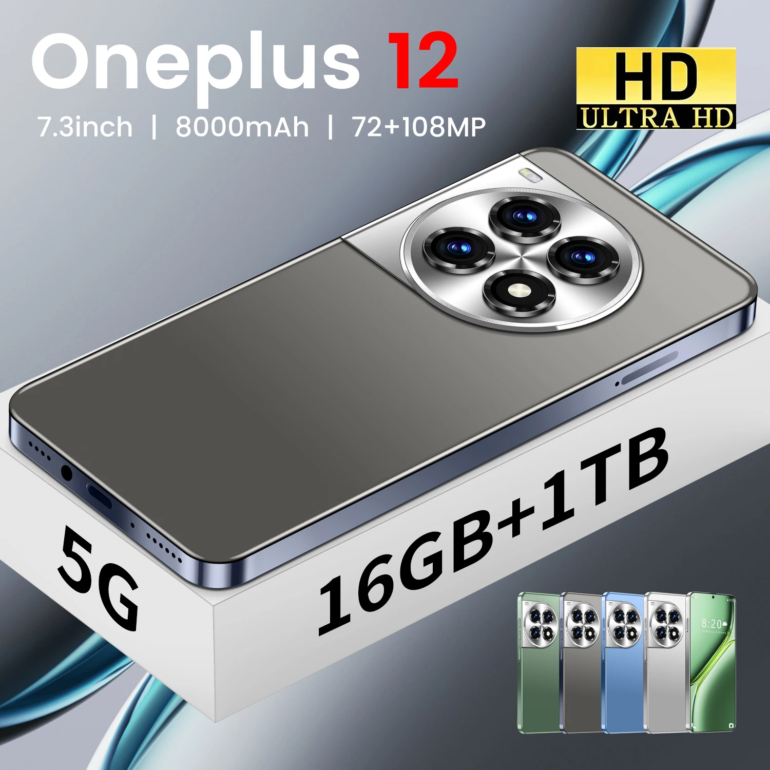 Unlocked 4G 5G Smartphone One Plus12 7.3 Inch Deca Core Mobile Phones Android Cellphone - Image 2