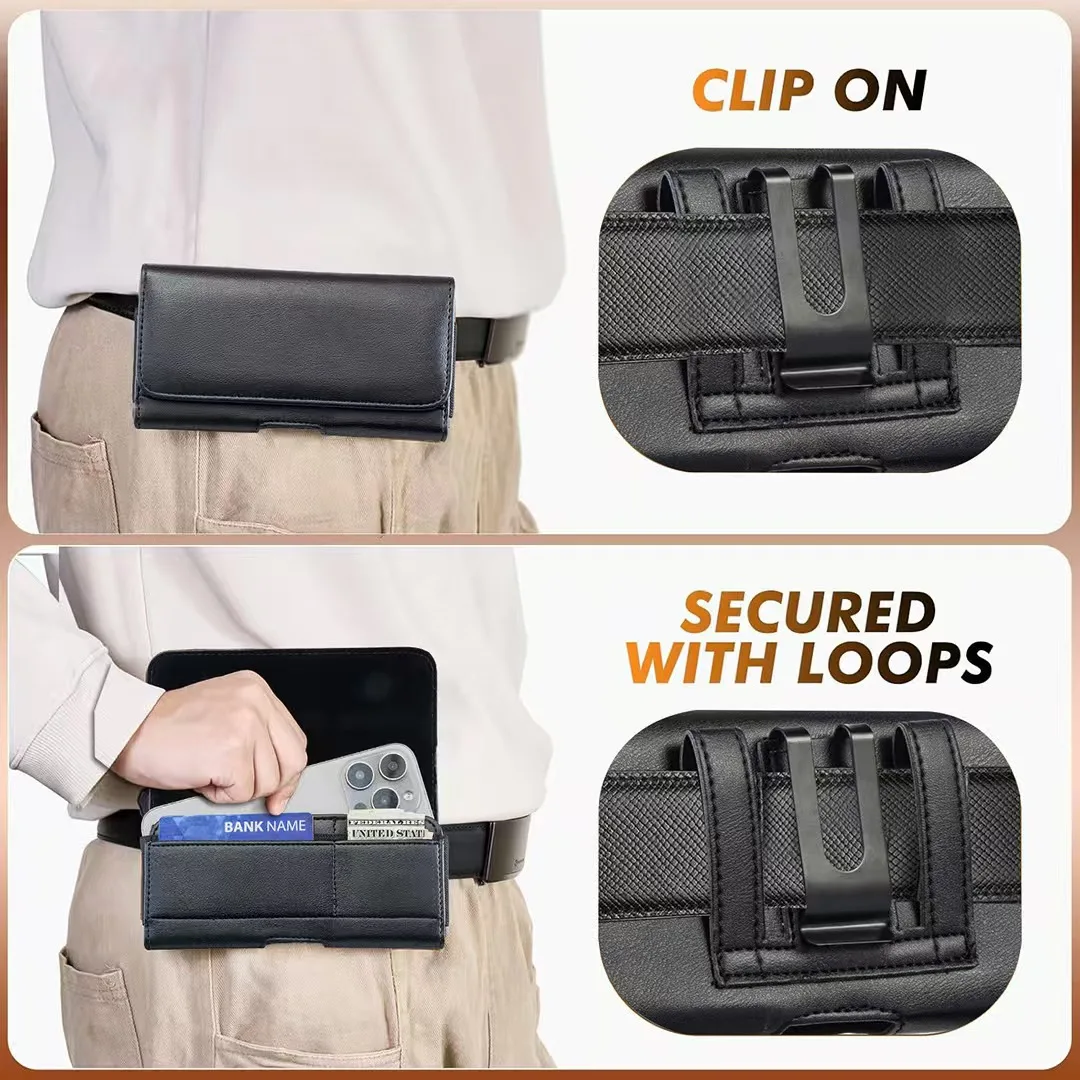 Trending Universal Multi-Functional Card Holder Patterned Leather Belt Hanging Waist Style Mobile Phone Bag Pack of 2 - Image 3