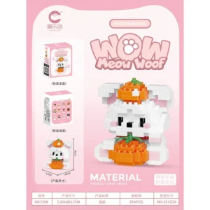 Assorted Meow Woof Building Bricks Set Mini Cartoon Cat and Dog Micro Particle Animal Figures Puzzle Toy for Kids