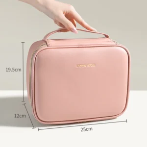 Rownyeon PU Leather Large Capacity Multi-layer Makeup Bag Travel Cosmetic Pouch Toiletry with Handle Pack of 2