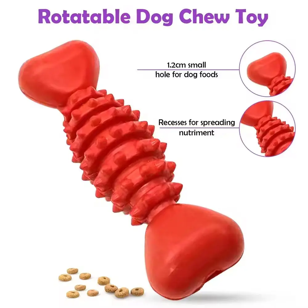 Natural Rubber Dog Bone Shape Teeth Cleaning Interactive Dog Toys Dog Teeth Cleaning Toy Pack of 2 - Image 2