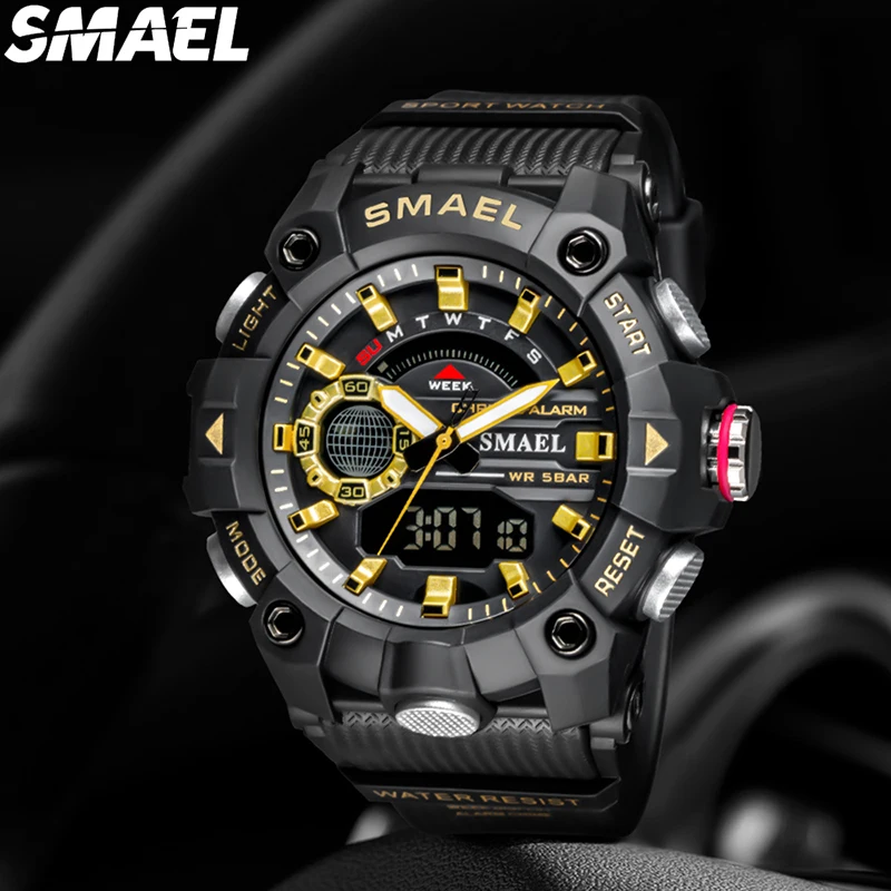 Sport Waterproof SMAEL 8040 Dropshipping Watch Stopwatch Alarm Clock Young Fashion Digital Quartz Watches for Men Pack of 2