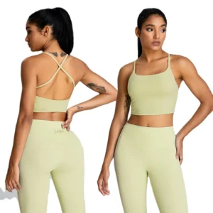 TexUni Solid Soft Touch Nudity Sports Bra Women's Fitness Vest Cross Beauty Back Quick-Drying Gym Crop Top Yoga Camisole Pack of 2