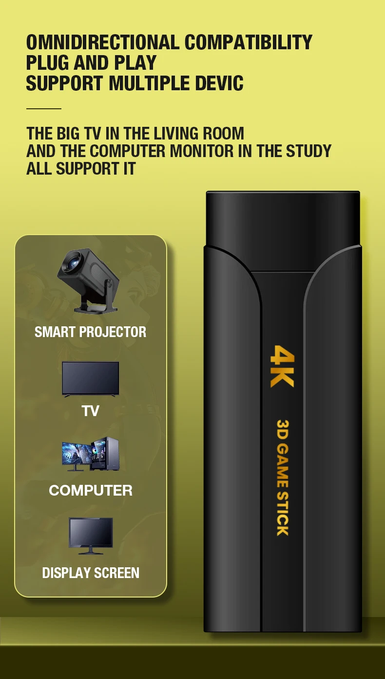 Ready Ship Q8max 4K HD TV Game Console with Wireless Controller 30,000+ Games & 64GB TF Expansion-Portable Retro Game Stick - Image 4