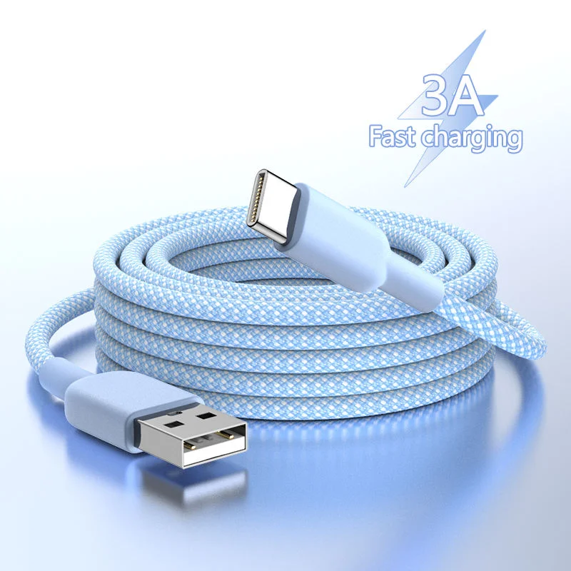 1M 2M 3M High-speed USB to Type C Charging Cables Nylon Braid Data Cable USB C Quick Charger Cord for 15/16/17 Mobile Phone Pack of 10 - Image 4