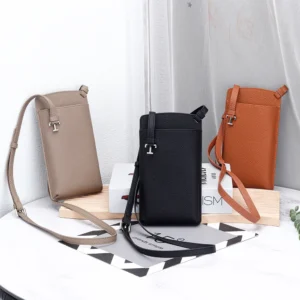 Genuine Leather Fashion Mobile Phone Purse Wallet Small Crossbody Bag for Women Waterproof Lightweight Pack of 10
