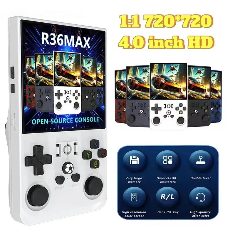 R36 MAX Portable 15000+ Game Console 4.0 Inch Open Source Pocket Video Player 64GB 128GB R36S Handheld Video Retro Game Console Pack of 5