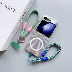 Colorful Mobile Phone Hanging Rope Keychain Short Fashion Modern Simple Short Flower Woven Case Bracelet Strap Pack of 5