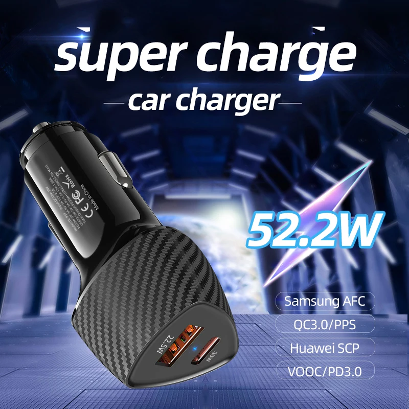 Fully Compatible All Phones Cigarette Lighter Mobile Phone Car Charger 52.5W Mobile Phone Fast Flash Charging Adapter Wholesale Pack of 10 - Image 2