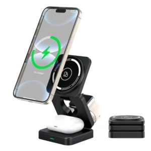 Factory Induction 15W Folding Wireless Charging Station 3 in 1 Wireless Chargers Portable Travel Chargers