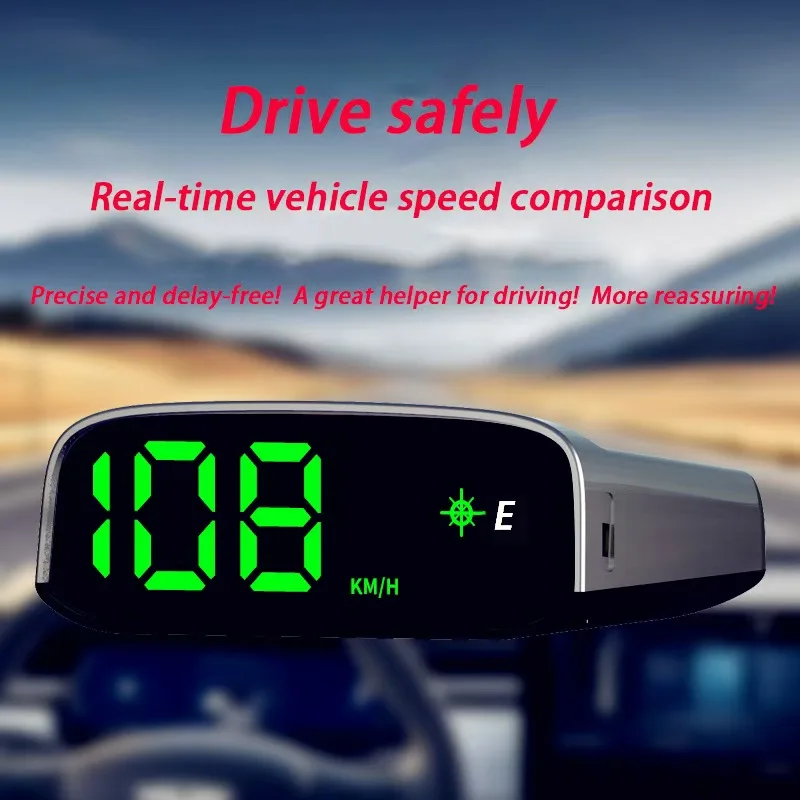 Solar-Powered Wireless Car Heads-Up Display LCD Windshield GPS Compass Time Speed KMH/MPH OBD2 LED Universal Speed Clock - Image 4