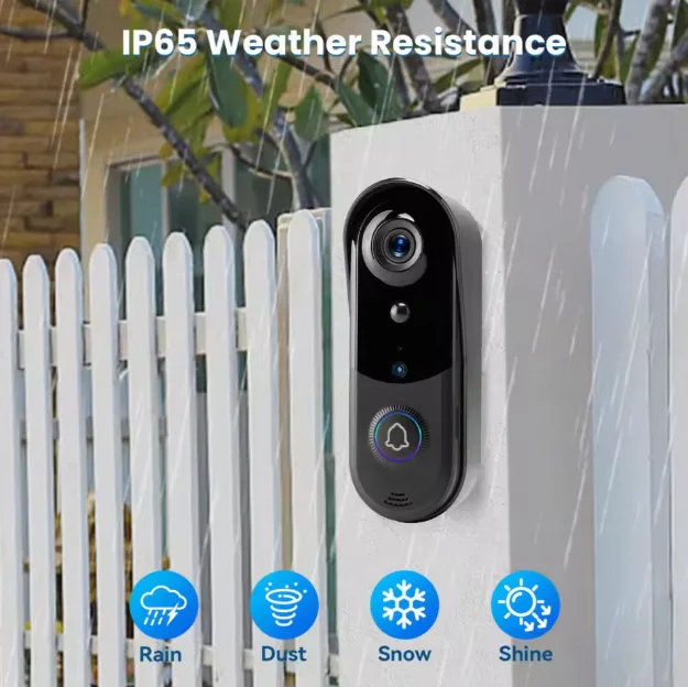 Smart Home Security Outdoor Wireless WiFi Doorbell Camera with Night Vision 2-Way Audio Smart Home Security Intercom Door Phone Pack of 2 - Image 2