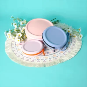 Silicone Round Pouch Bag with Zipper Mini, Medium & Large Sizes for Keys, Coins, Dog Treats and Small Essentials Pack of 2