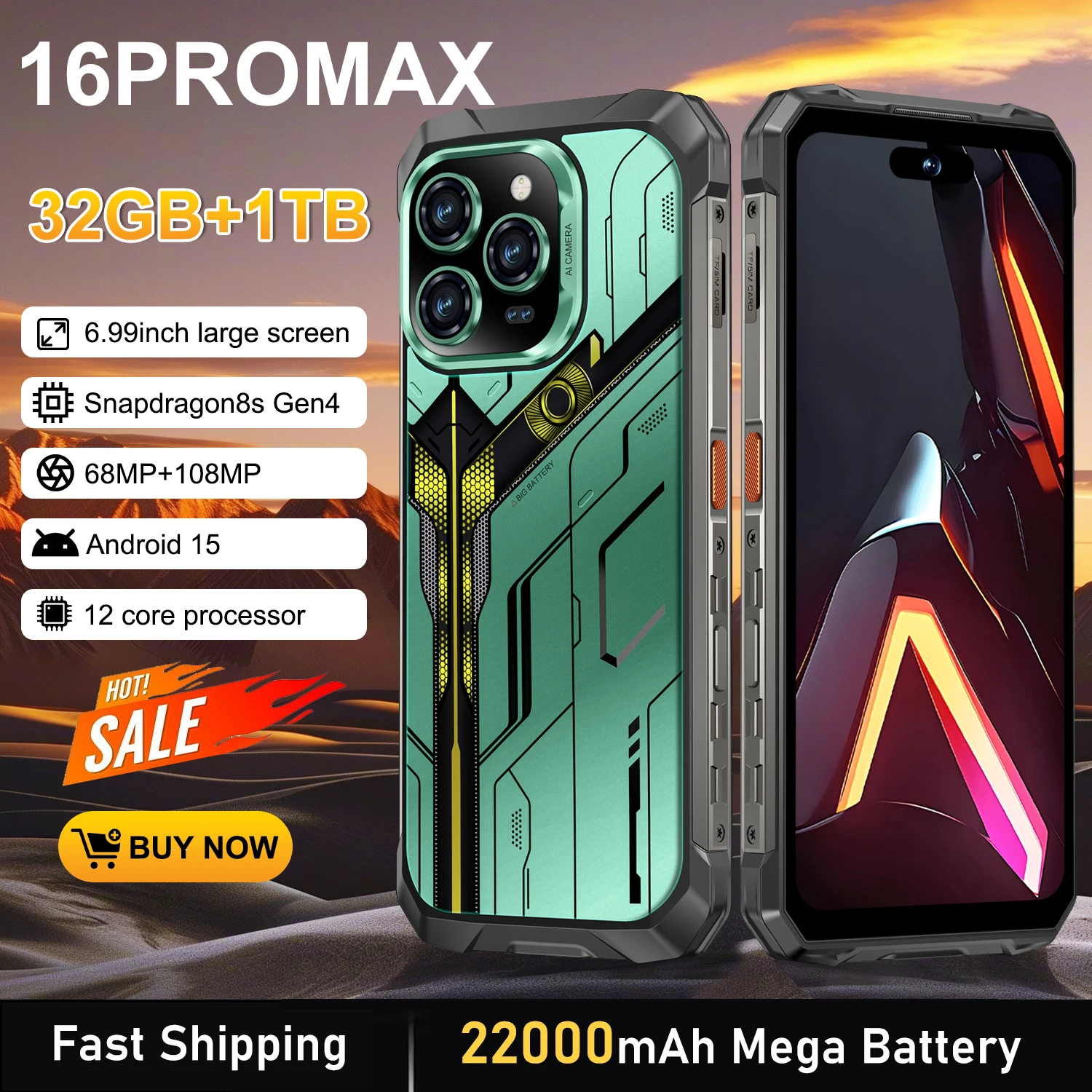 Model Kingkong 5 Rugged Smartphone 6.99'' FHD 32GB+1TB 22000mAh Android 15 Mobile Phones NFC LTE Waterproof Phone - Image 2