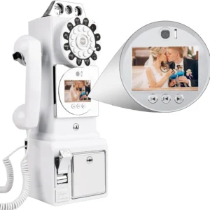 Classic Retro Audio Message Book Phone Corded Telephones for Guestbook Birthday Party Banquet Voice Check-In Video Guestbook