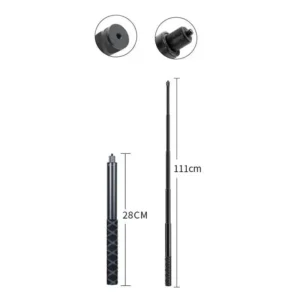 SORRISO 111cm Selfie Stick Metal Adjustable Length Telescopic Extension Pole Universal 1/4 Thread for Action Camera Gopro Pack of 2