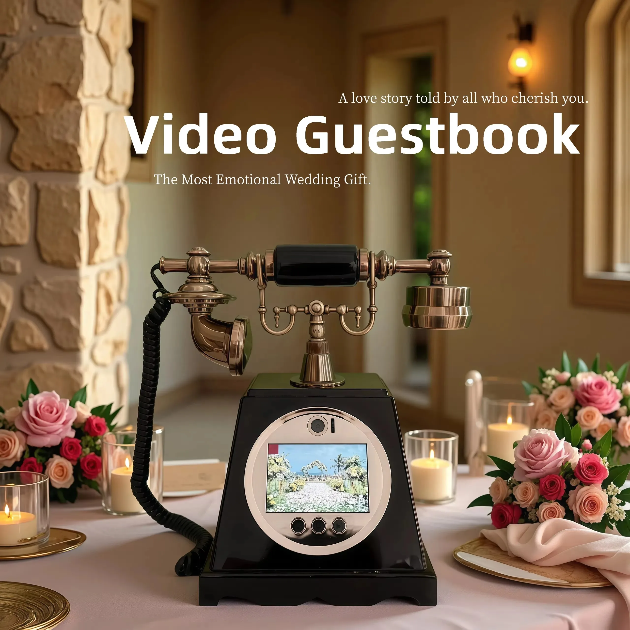 Vintage Video Guestbook Telephone Full HD 1080P 32GB Storage ABS Material Antique Luxury for Weddings Home Hotels - Image 4