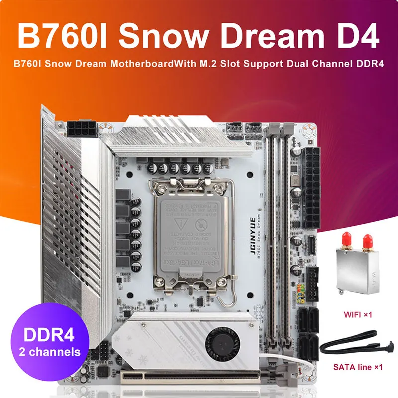 JGINYUE B760I Snow Dream D4 Motherboard DDR4 ITX PC Motherboard Supports 12th 13th Generation Platform Processors - Image 4