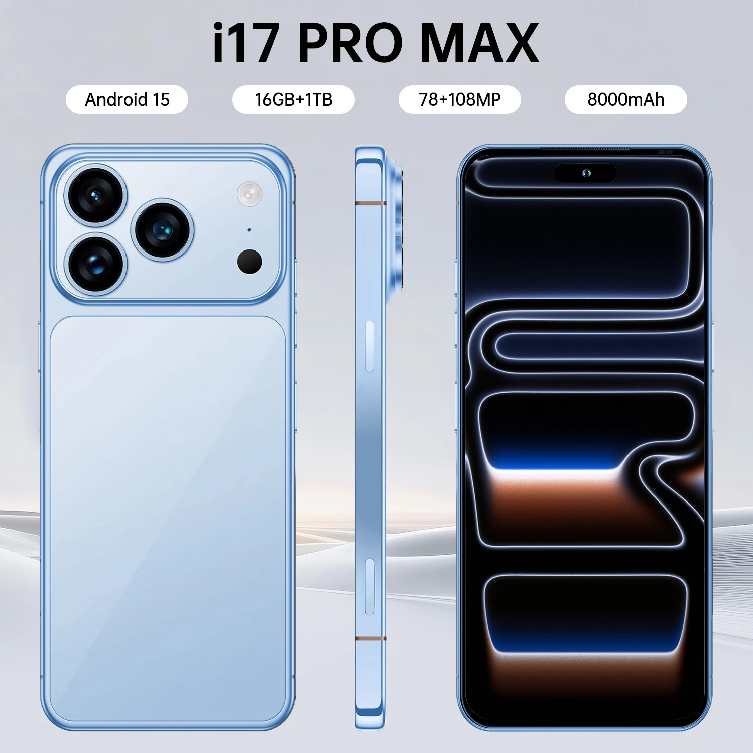 New I17 Pro Max 5G Smartphone 90Hz6.9-inch HD Display 108MP Rear Camera 16GB+1TB Storage Deca-core Snapdragon 800 Series - Image 2