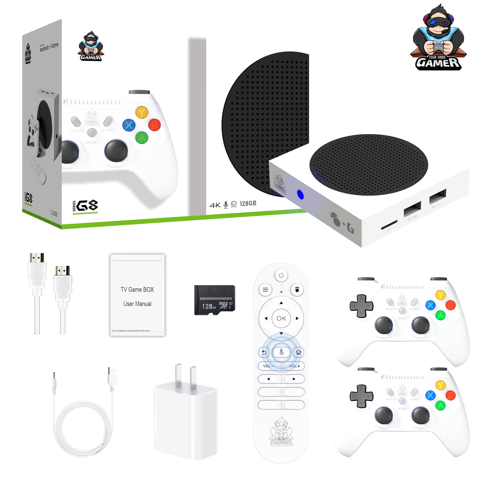 New G8 Professional Game Box 4k HD Retro TV Game Stick with Two Wireless Gamepads 35000+ Retro Video Games Set-top Box - Image 2