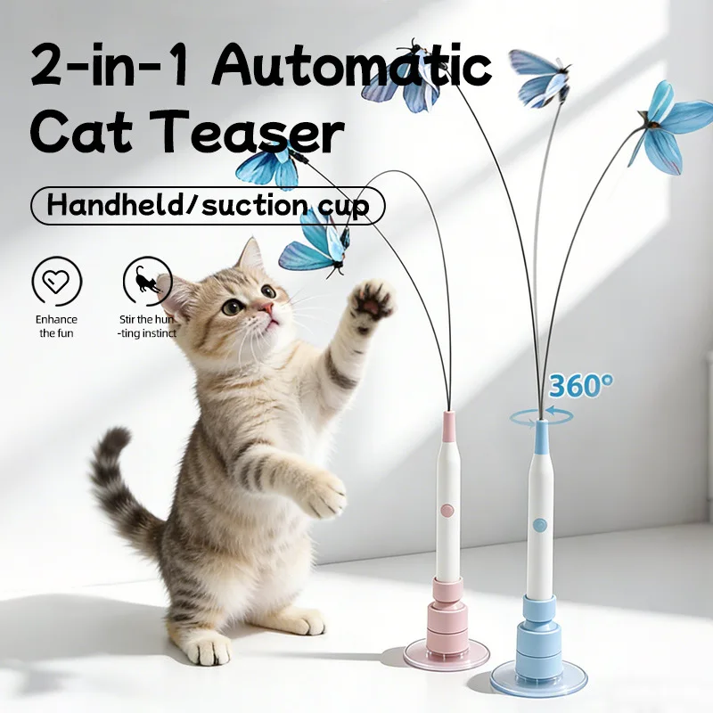New 2 in 1 Smart Electric Cat Teaser Wand Interactive Cat Toy Relieves Cat Boredom Pet Products Pack of 100