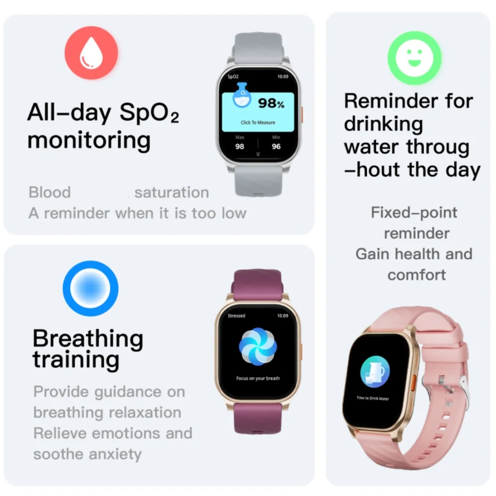 SW01 Smart Watch for Unisex BT Calling IP68 Waterproof Multiple Sport Modes Heart Rate Sleep Monitor Fast Charging - Image 4