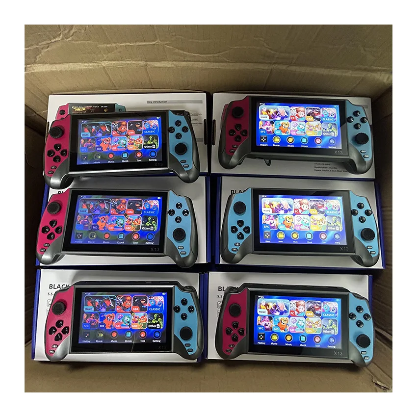 X13 5.5" Portable 3000 Games Handheld Android Kids Retro Portable Video Game Player HD Game Console Pack of 2