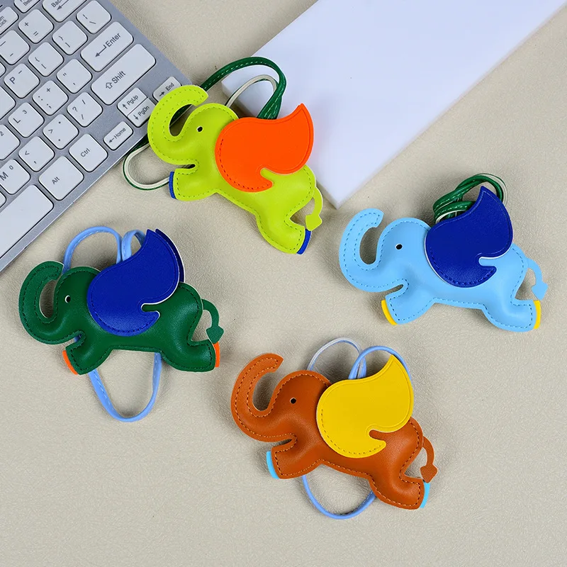 Mini PU Leather Flying Elephant Keychain Plush Bag Pendant Animal Charm for Car Keys and Handbags Pack of 2 - Image 2