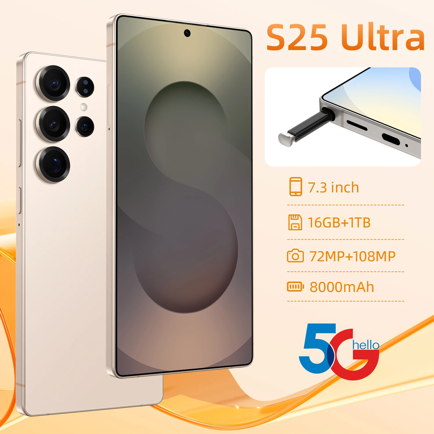 New S25 Ultra 5G Smartphone with 7.3-Inch HD Screen 16GB+1TB Large Memory 108MP Rear Camera Spanish Operating Language - Image 3