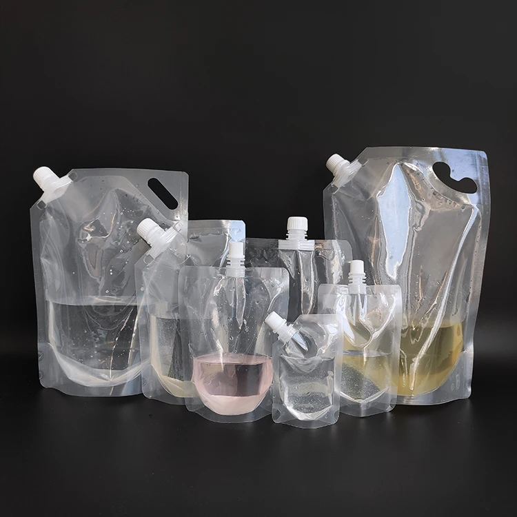 Wholesale 8 oz 250ml Transparent clear Refillable Juice Beverage Liquid Packaging Spout Pouch Pack of 200