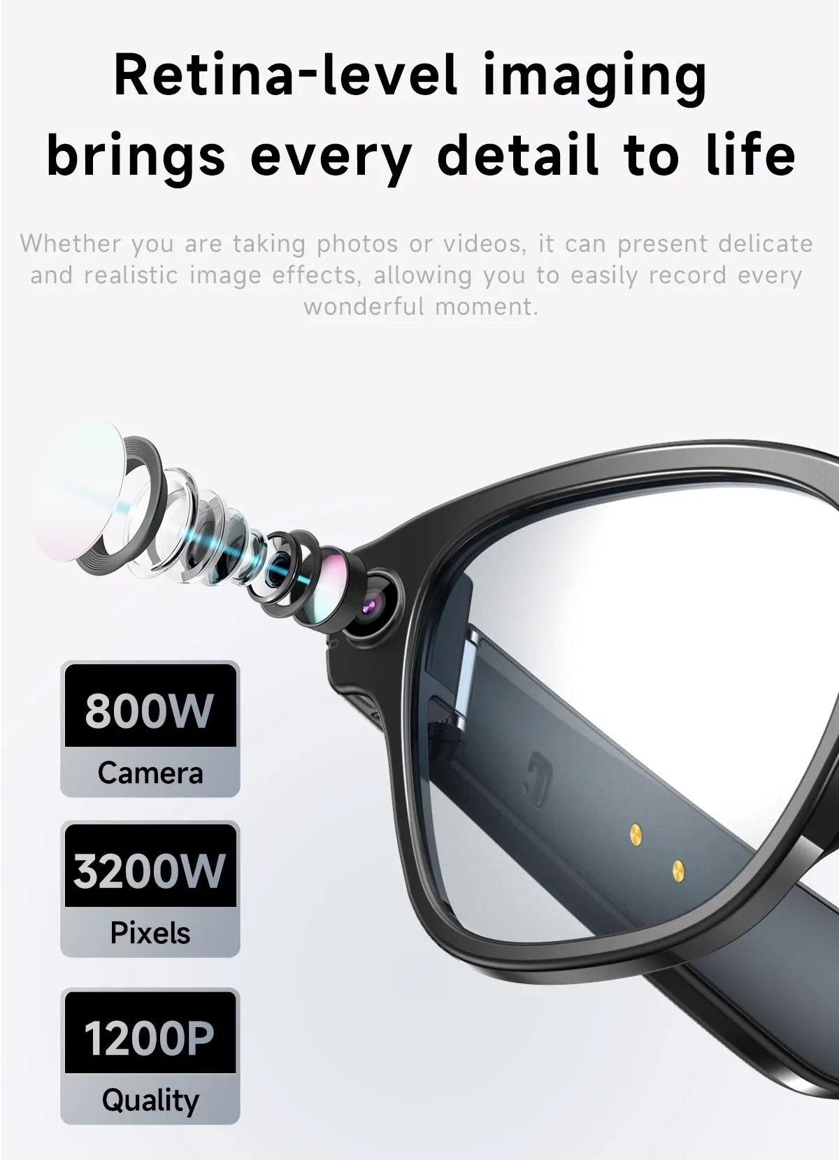 Smart Glasses with Camera 8MP Translate Video Recording Photography Sunglasses Photochromic Lenses Ai Camera Smart Glasses Pack of 10 - Image 3
