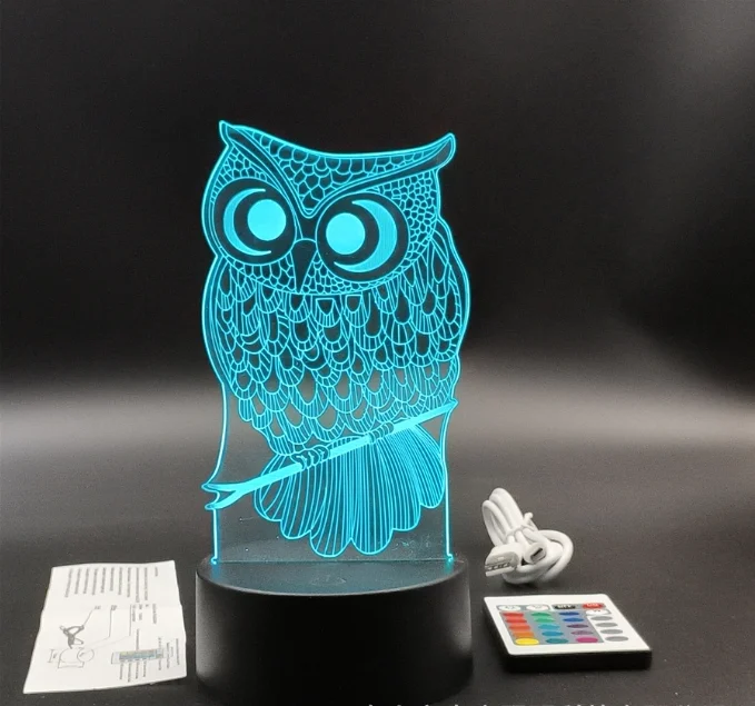 Customize Shape Visual Multicolor 16 Color Changing Wireless Acrylic 3d Illusion Led Night Lamp with Remote Control - Image 2