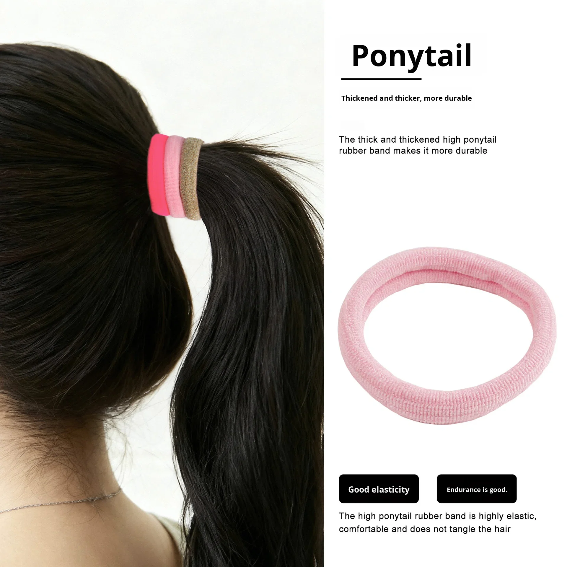 Golisi Jewelry Korean Style Simple Seamless Towel Hair Ring High Elasticity Durable Fabric Stars Natural Hair Rope Women's Hair Pack of 20 - Image 2