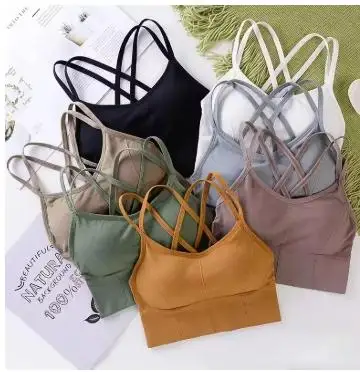 Trendy Beautiful Back Halter Wrap Bra Vest Underwear Pads One-piece Underwear Bottoming Sexy Bustier Vest for Women Pack of 5 - Image 2