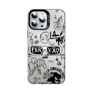 Graffiti Doodle Sticker Collage Case, Beige Frosted Shockproof Cover /16/15/14 Pro Max Mobile Accessories for iPhone 17 Pack of 5