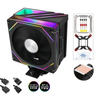 QiuzAim Silent ARGB Desktop E5 Four Heat Pipe CPU Cooling Fan 5V3 Pin LGA2011/1700 Cooling Type 120mm Prism X79/x99/B85/AM4/1200