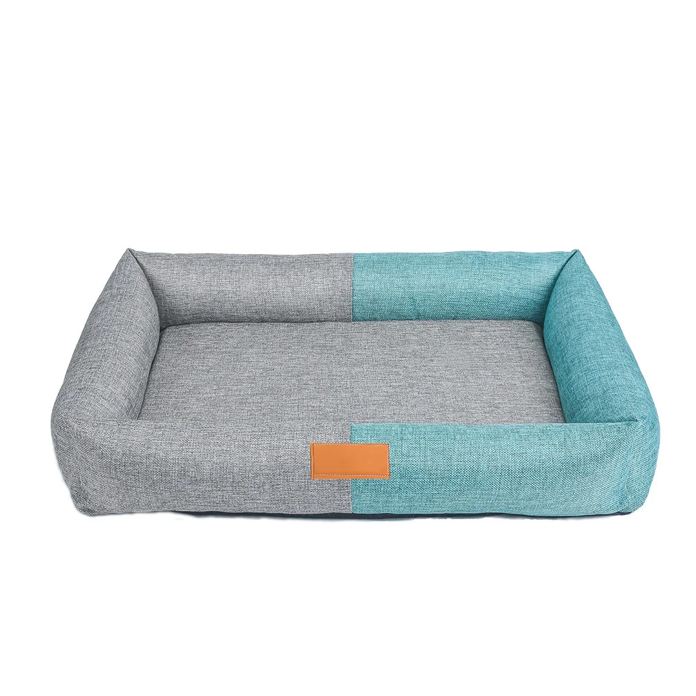 Eco-Friendly Cotton Linen Pet Bed Square Dog and Cat Nest with Detachable Zipper Breathable Solid Pattern Pack of 5 - Image 4