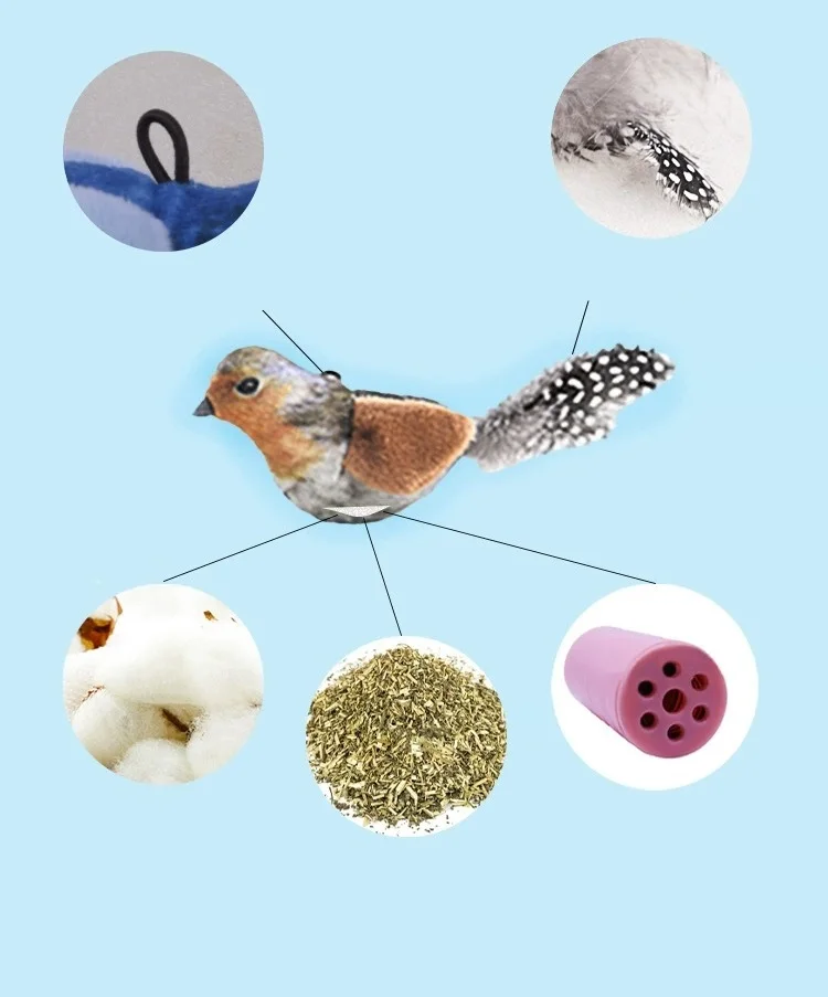 High Quality Lifelike Interactive Cat Bird Toys Feather Squeaky Calling Sound Catnip Durable Hanging Retractable Cat Teaser Toys - Image 3