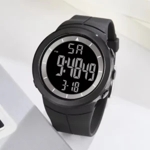 OHSEN 1805 Digital Week Watches Men Black 50M Waterproof Wristwatch Big Dial Waterproof Electronic Led Clocks Alarm Stopwatch