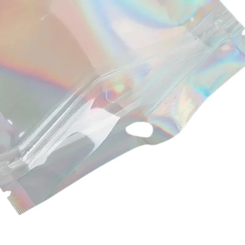 Custom Back Side Sealed Resealable Aluminized Laser Holographic Plastic Mylar Packaging Pouch Pack of 200 - Image 3