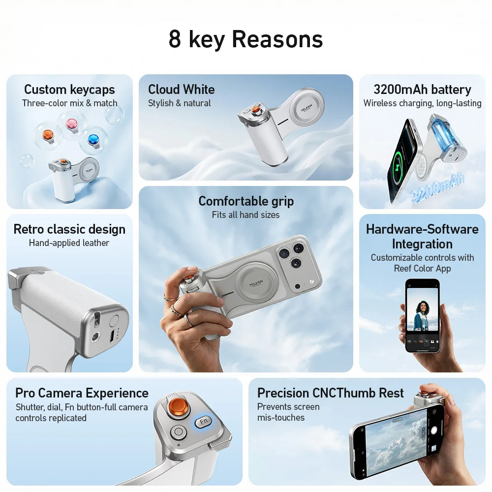TELESIN Pro Shot Imaging Grip Magnetic Design Rechargeable 3200mAh Battery for Phone Professional Photography - Image 2