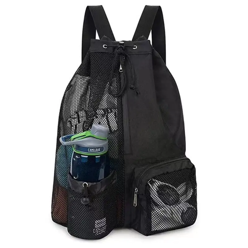 Sinodiving Nylon Foldable Mesh Polyester Gym Drawstring Backpack Wet Bag Pocket Net Mesh Beach Bag With logo Swimming Mesh Bag - Image 2