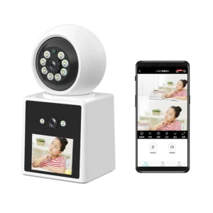 New Dual Lens Two Way Intercom Home Baby Monitor 2K 4MP APP Remote 2.4 Inch LCD Screen Wifi Video Call PTZ Camera