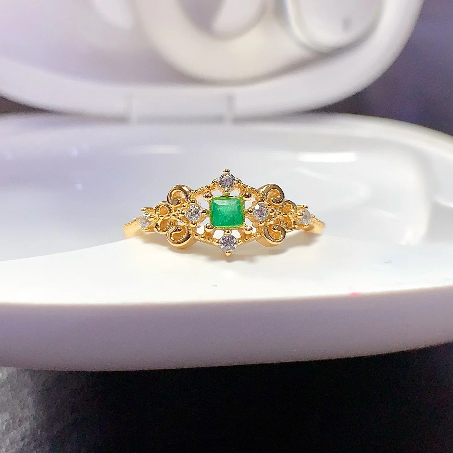 Hot Popular African Fashion Classic 925 Sterling Silver 18K Gold Plated Luxury Squillo Collection Natural Emerald Rings Women - Image 2