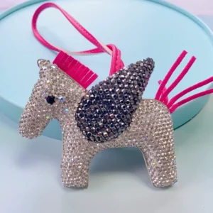 New Creative Bling Crystal Rose Quartz Flying Horse Cute Animal Durable Jewelry Handbag Accessories Handmade Charm Bag Car Pack of 20