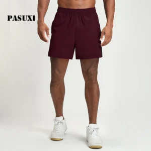 PASUXI Men's High Waist Quick Dry Sweat-Wicking Breathable Color Block Spandex/Polyester Athletic Shorts for Gym Training Hiking Pack of 2