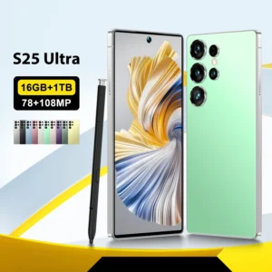 Big Screen S25 Ultra Dual Sim 5G Smartphone with Face Recognition HD Screen Deca Core CPU 108MP Rear Camera LTE CDMA Cellular