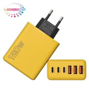 CTX Factory 120 Watt Compact USB Charger Adapter Fast Charging Multi-Port C Charger Block with QC3.0 International Wall Plug Pack of 2