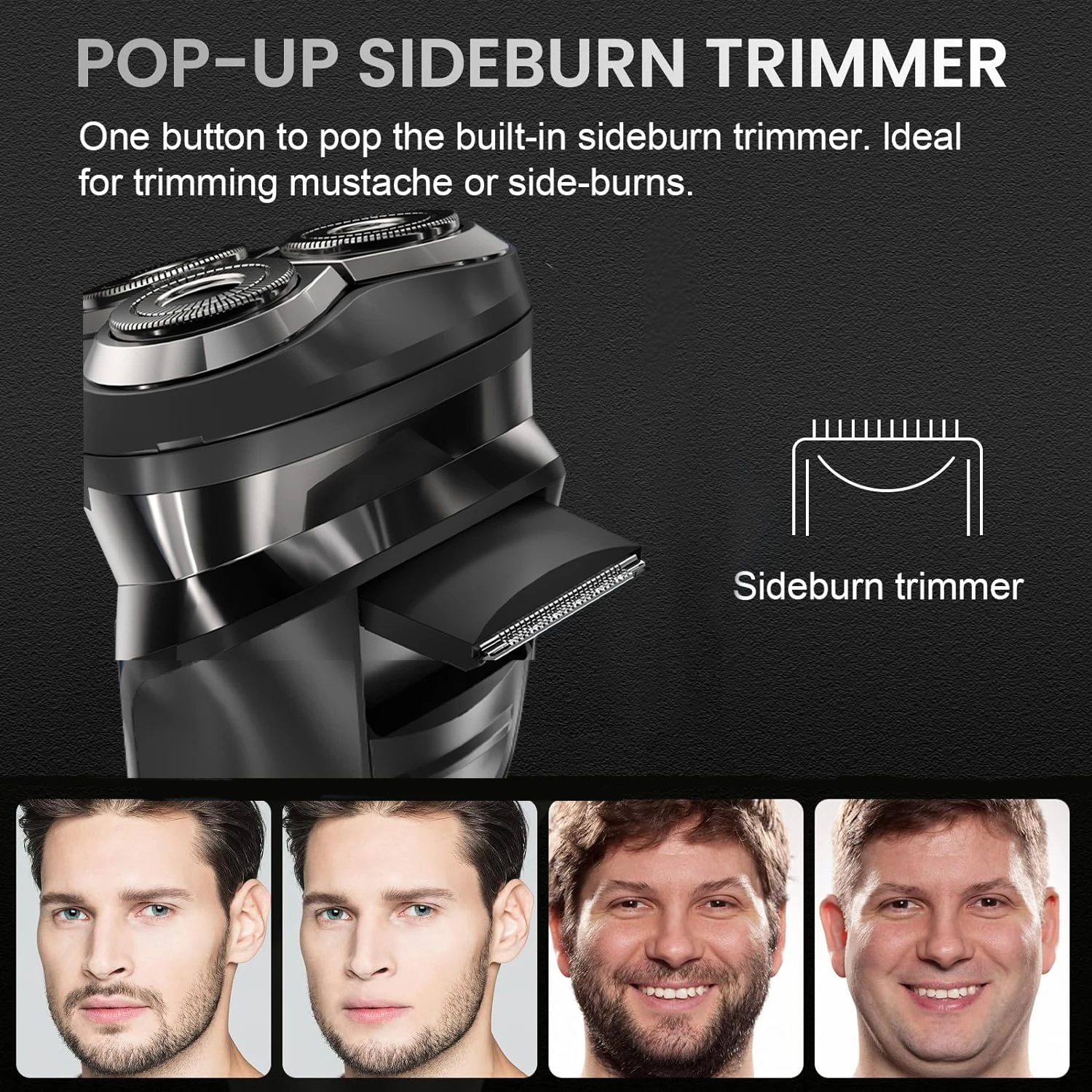 Komindon Electric Razor for Men Face Portable LED Display Rechargeable Waterproof Rotary Shaver with Pop-up Trimmer Pack of 40 - Image 3